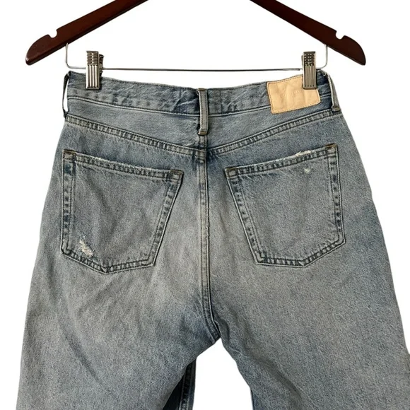 EVERLANE The Jean Cheeky Long Denim Distressed Shorts - Picture 7 of 9